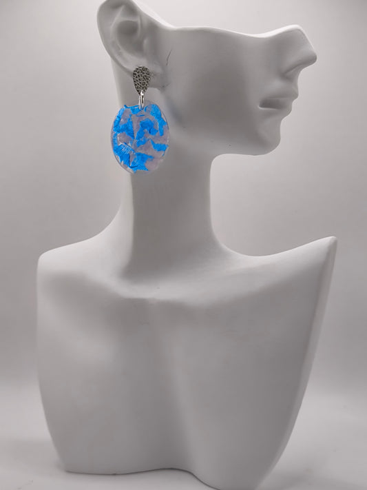 Boucles d'oreilles bleu et rose