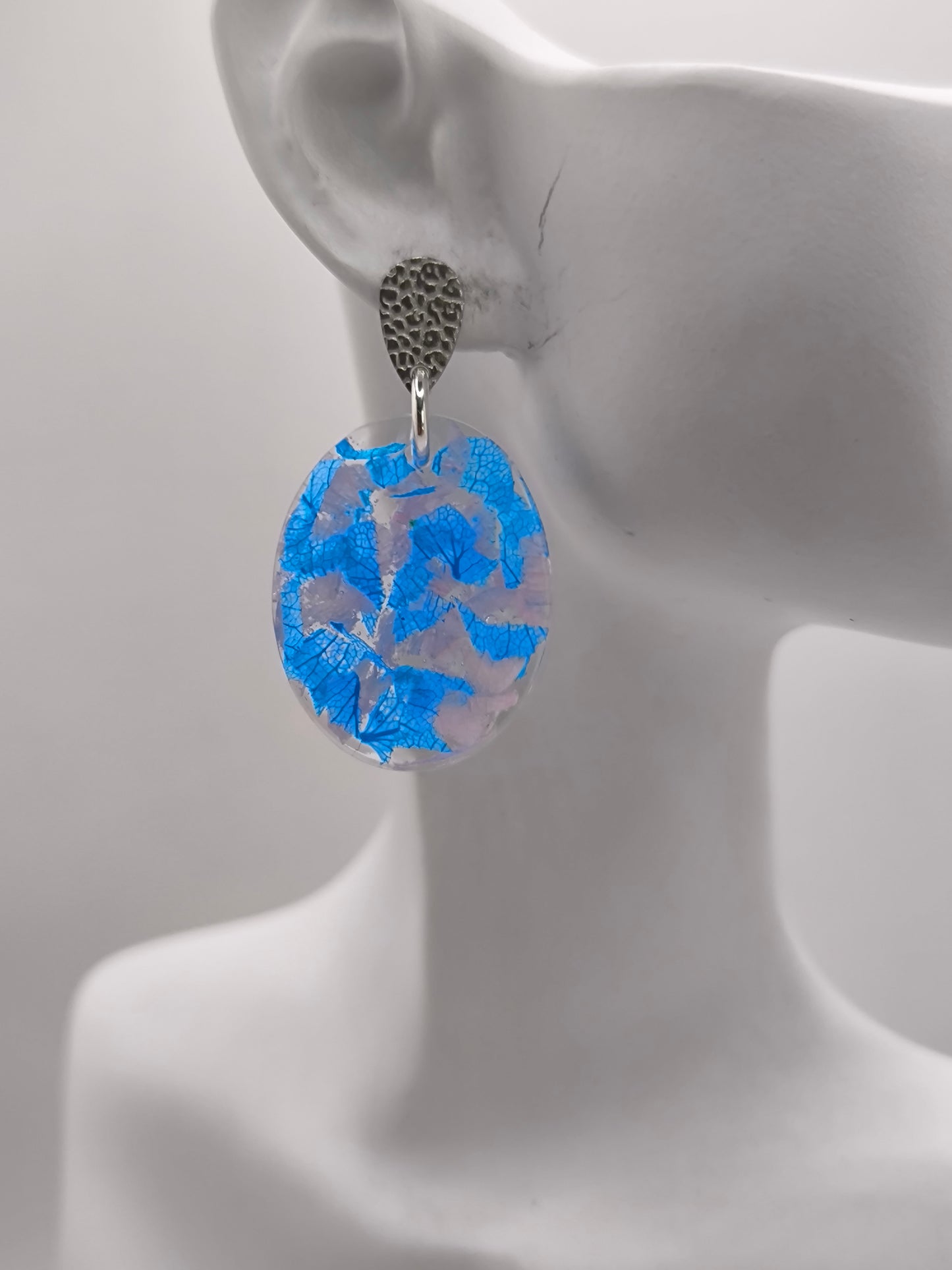Boucles d'oreilles bleu et rose